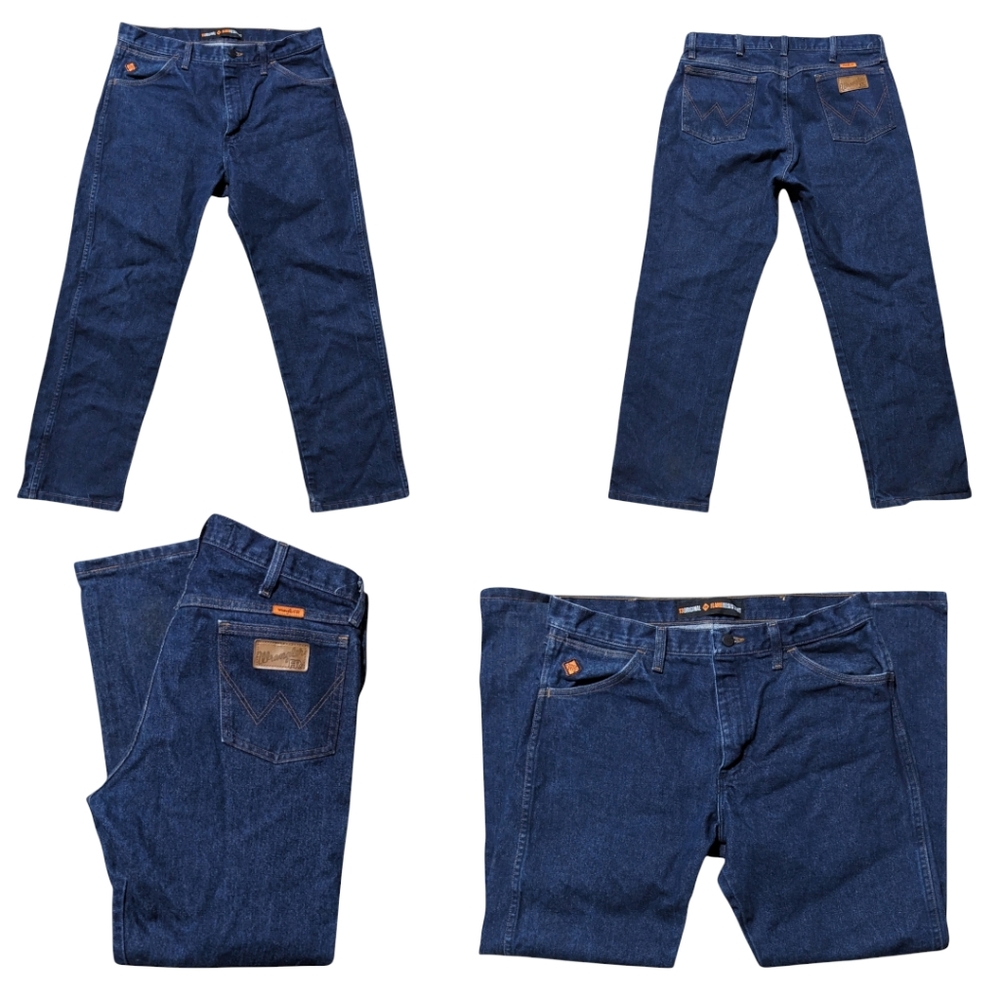 Wrangler FR Flame Resistant Men's Denim Blue Jeans HRC2 2112 Fits 33x30 EUC